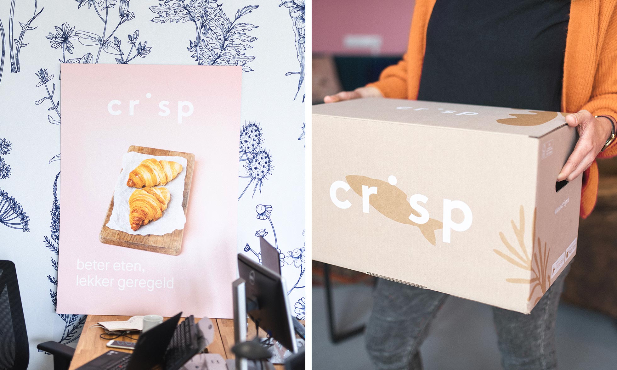 A Crisp banner and their delivery box