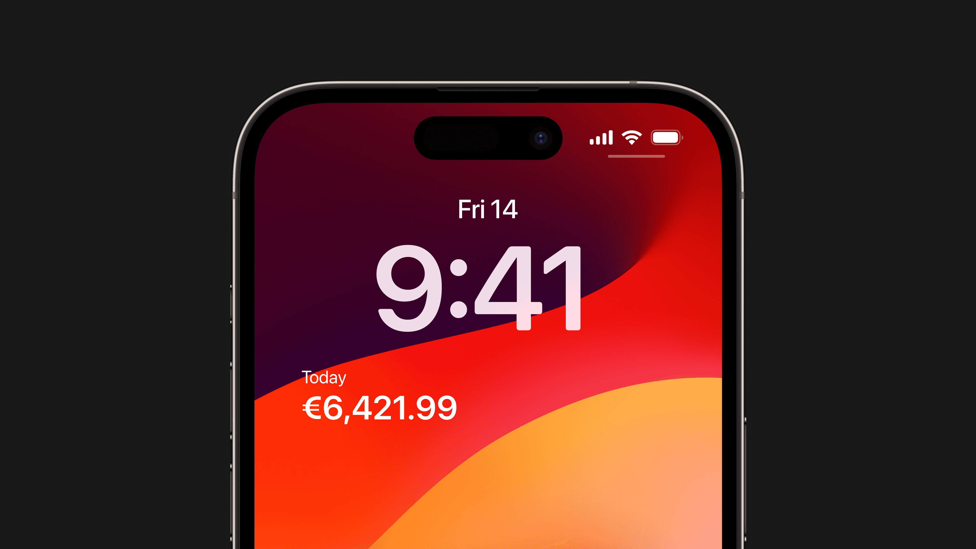 An iPhone showing the Revenue Widget on the lockscreen